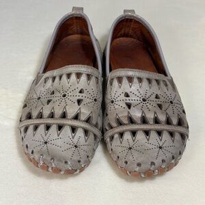 Women Spring Step Fusaro Grey Leather Loafer Comfort Flats Size 7.5-8 EU-38